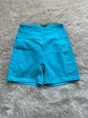 Ryderwear Turquoise Leopard-Print High-Waist Bike Shorts